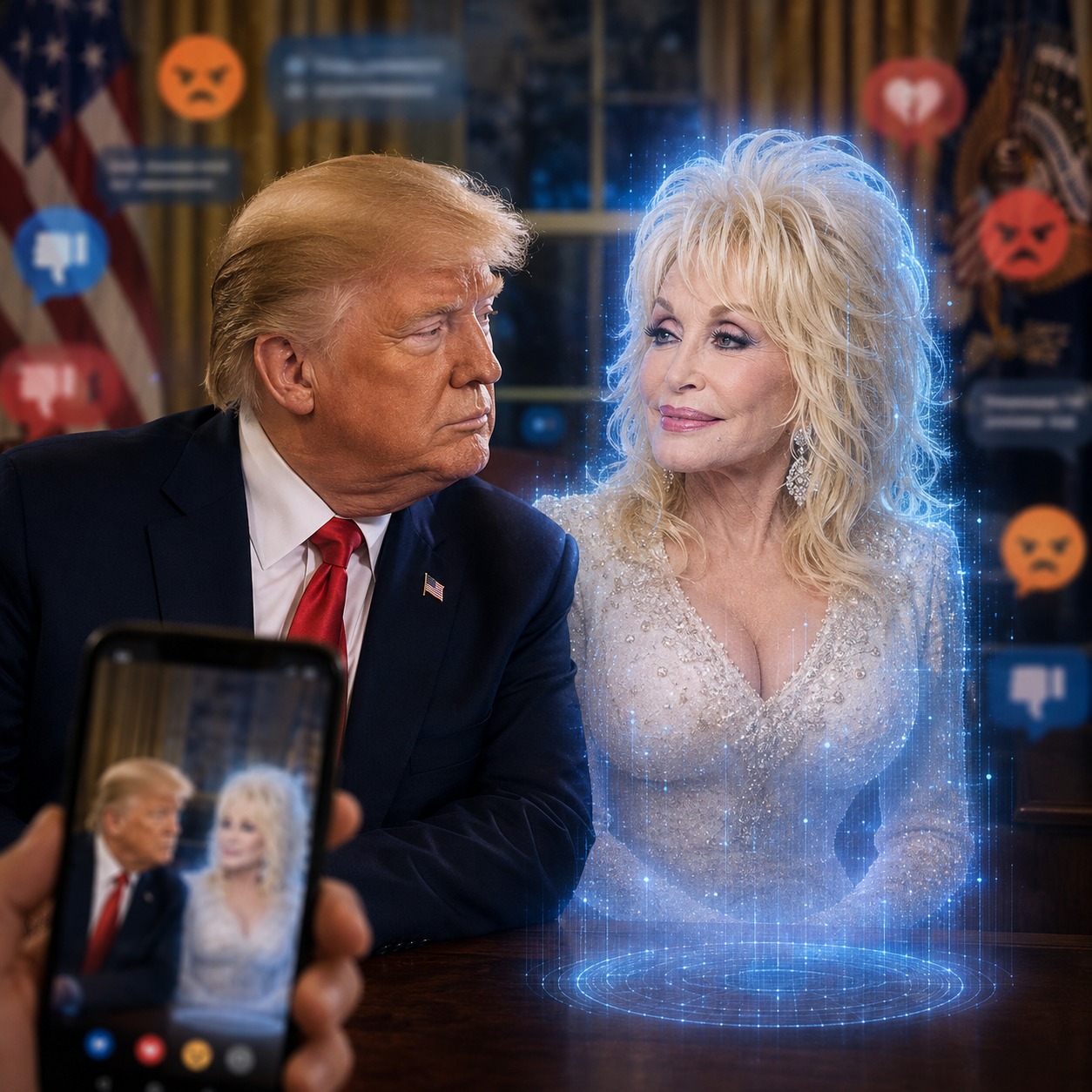 Trump desata críticas por publicar imagen creada con IA junto a Dolly Parton tras su muerte