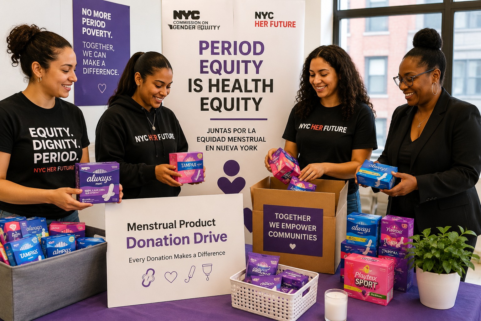 La Comisión de Equidad de Género de la Ciudad de Nueva York y NYC Her Future promueven la equidad menstrual a través de una campaña de recolección de productos menstruales en Staten Island y un panel virtual.