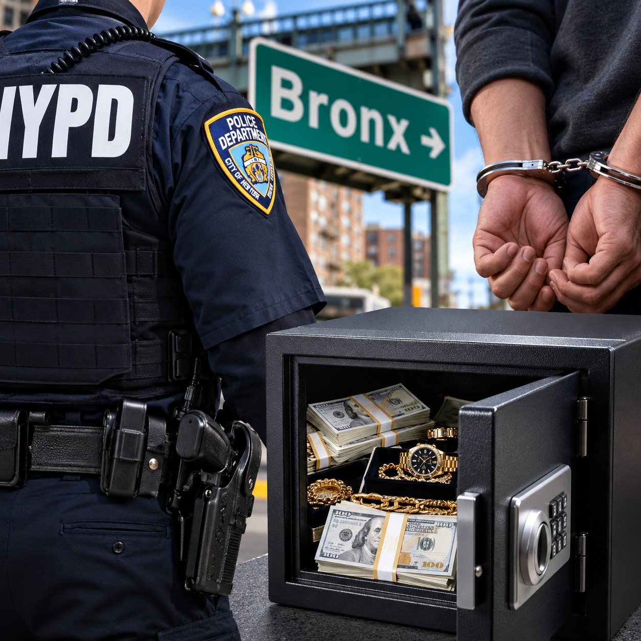Agente del NYPD acusado de robar caja fuerte con casi US$50,000 en efectivo y joyas en El Bronx